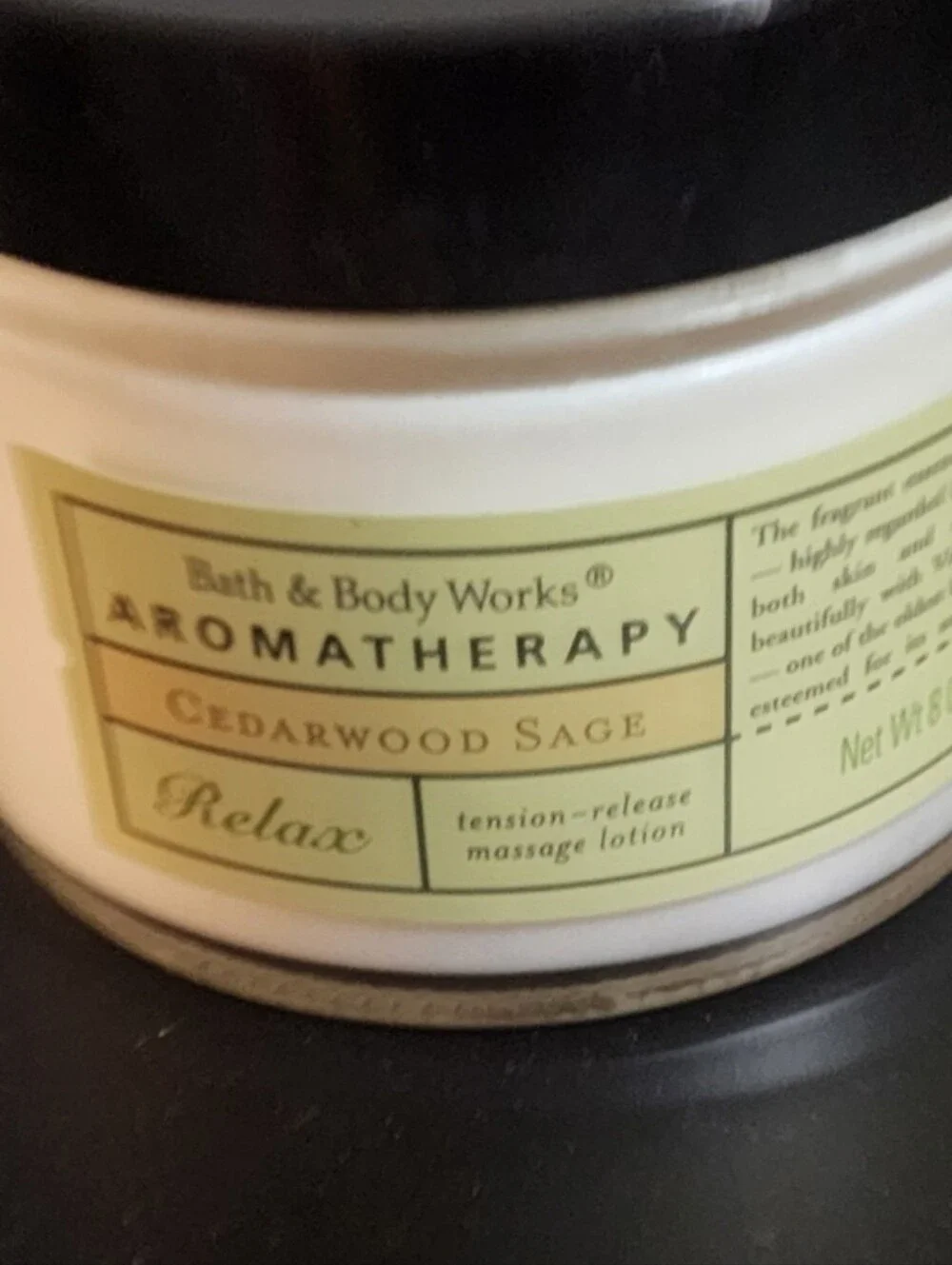 Bath & Body Works Cedarwood Sage Massage Lotion - Black & Cream Jars